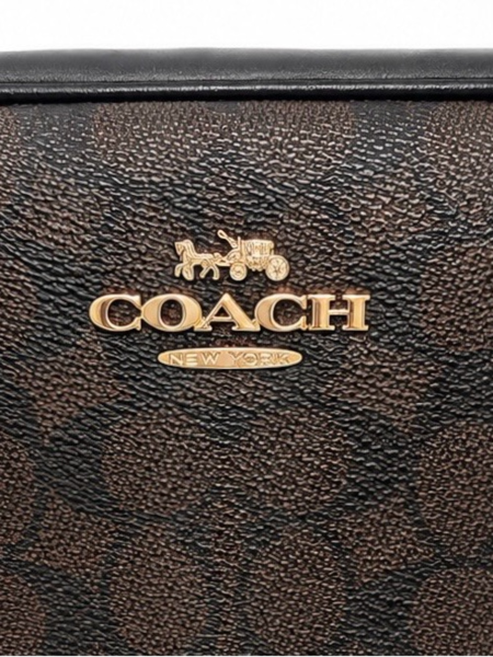Coach Dark Brown Signature Canvas Crossbody with Gold Hardware - Picture 6 of 6